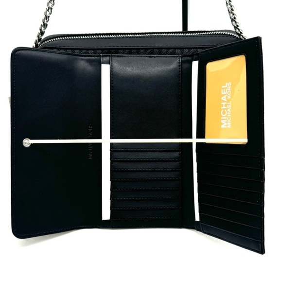 Michael Kors Large Jet Set Item EW Crossbody Bag & Large Trifold Wallet Black - Picture 10 of 11